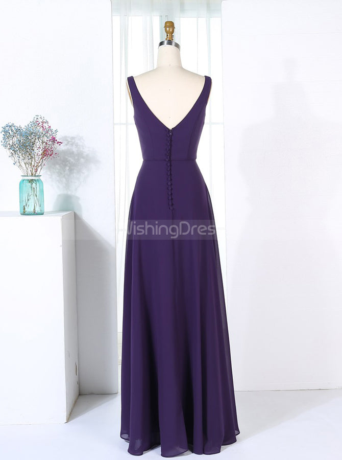 Dark Purple Bridesmaid Dresses,Long Chiffon Bridesmaid Dress,BD00283, US2 / Red Dark Purple Bridesmaid Dresses,Long Chiffon Bridesmaid Dress,BD00283, US2 / Red