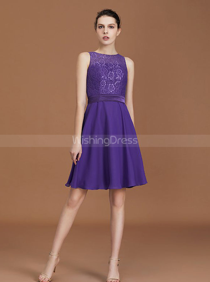 short purple lace bridesmaid dresses Iris Chic Lace Applique Short Tulle Homecoming Dresses, Dusty Purple