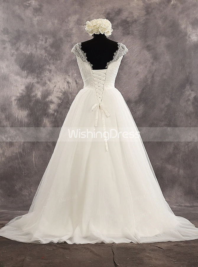 Elegant V-neck Bridal Gown,Princess Simple Wedding Dress,WD00544