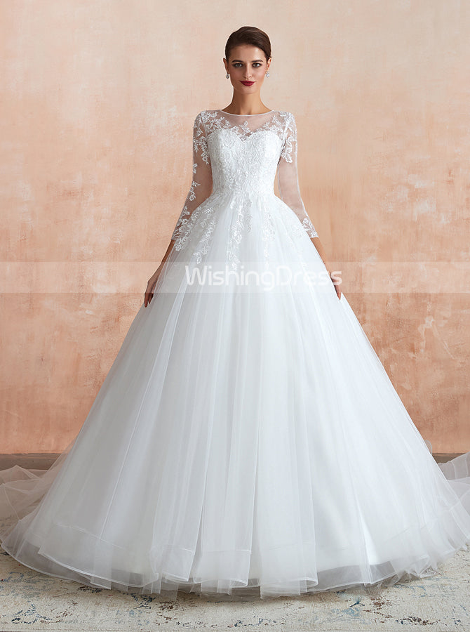 Elegant Wedding Dresses with Sleeves,A-line Classic Bridal Gown,WD00477, US26W / Ivory Elegant Wedding Dresses with Sleeves,A-line Classic Bridal Gown,WD00477, US26W / Ivory