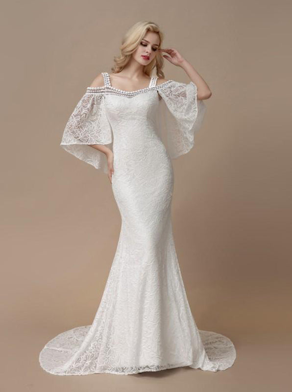 chinese dress ladies Fit and Flare Bridal Dress with Floral Lace (#JULES) main image 1