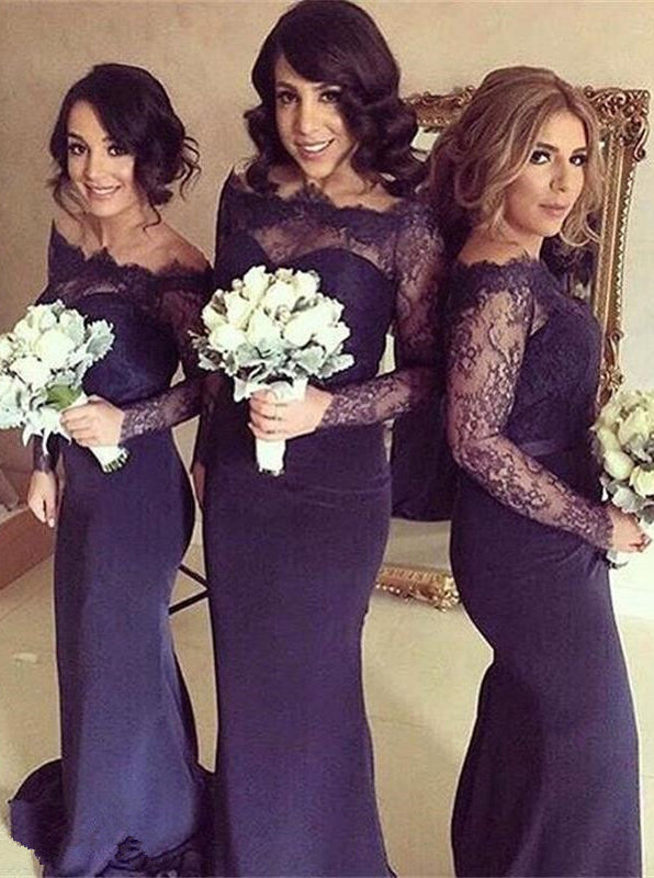 Fitted Bridesmaid Dress,Bridesmaid Dress with Long Sleeves,Off The Shoulder Bridesmaid Dress,BD00007, US16W / Grape