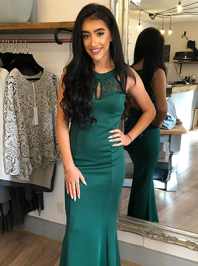 strapless open back dress A-line Champagne Prom Dress with Lace Appliques,Elegant Long Formal Go –  jkprom main image 1