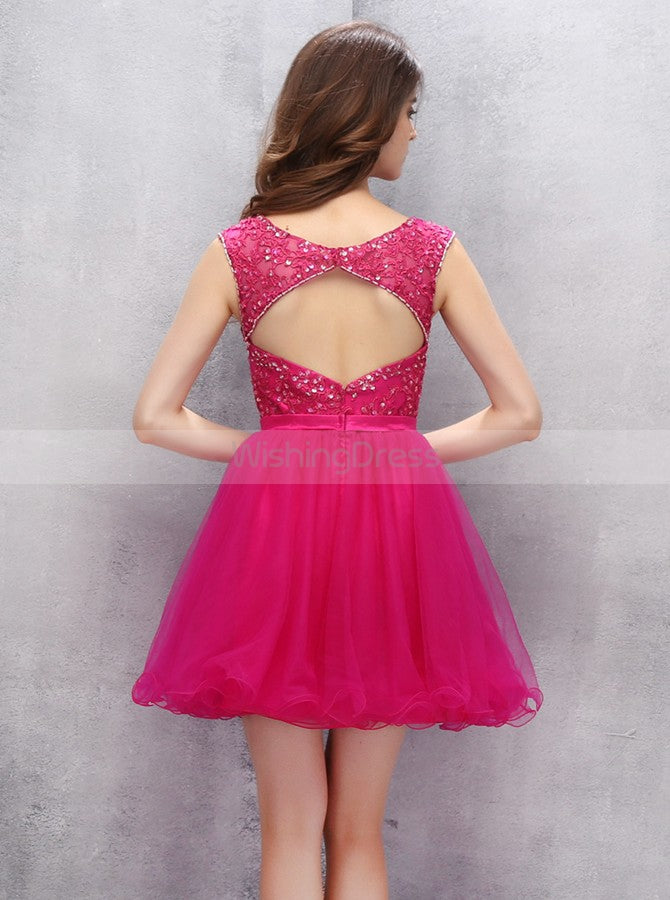 slim fit dress slacks Zapaka Women Sparkly Sweetheart Fuchsia Tight Short Homecoming Dress with Beading Corset Hoco Dress with Slit, Fuchsia / US20W main image 0