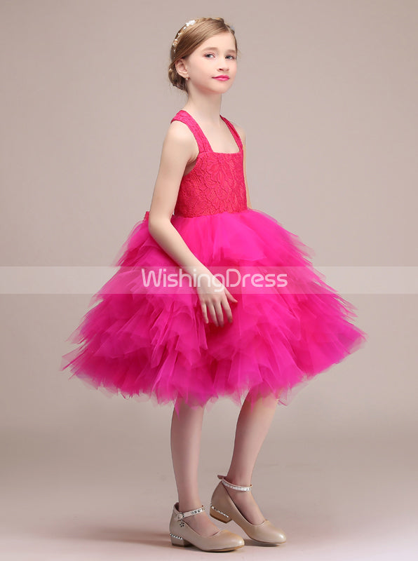 Fuchsia Junior Party Dresses,Ruffled Flower Girl Dress,JB00036 -  Wishingdress