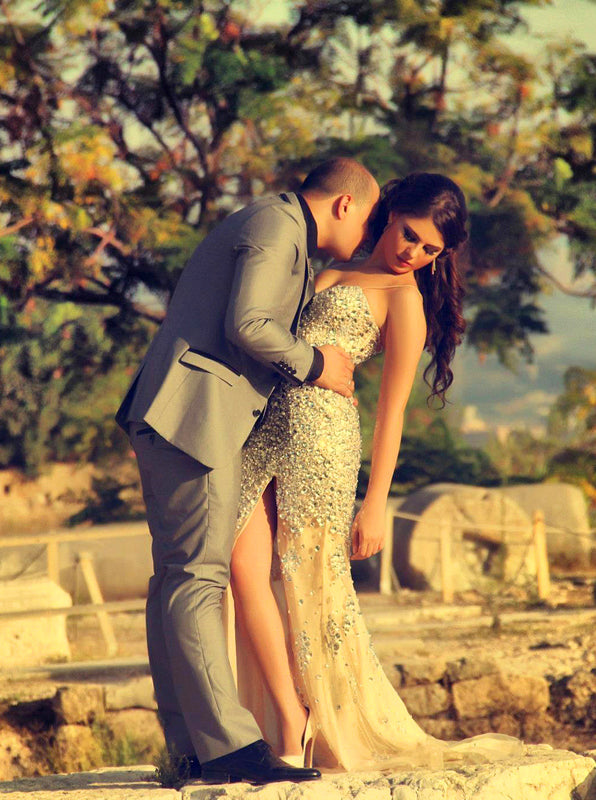 slim fit dress slacks Gold Prom Dresses,Luxury Prom Dress,Beaded Prom Dress,Mermaid Prom Dress,PD00242, US4 / Blush Pink