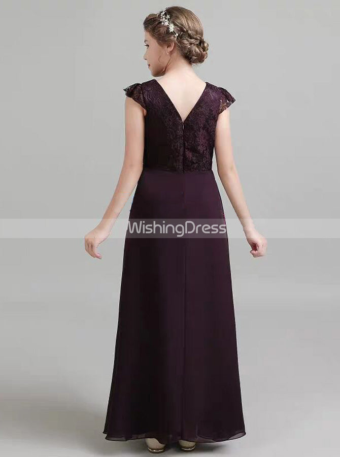 blue dress for baby girl Grape Junior Bridesmaid Dresses,Chiffon Dress for Teens,JB00063