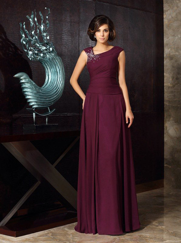 Grape Mother of the Bride Dresses,Chiffon Long Mother of the Bride Dress,MD00034, US2 / Red