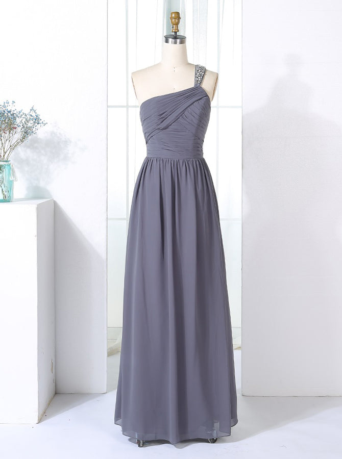 open lace back dress Grey Bridesmaid Dresses,One Shoulder Bridesmaid Dress,Long Bridesmaid Dress,BD00265, US24W / Dark Navy