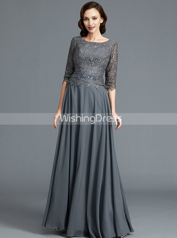 Grey Mother of The Bride Dresses,Mother Dress with Sleeves,Elegant Mother Dress,MD00047, US16W / Dark Navy
