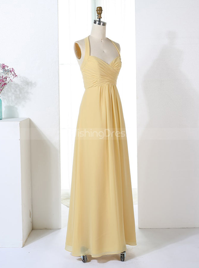 Halter Bridesmaid Dresses,Long Empire Bridesmaid Dress,Modest Bridesmaid Dress,BD00268, US12 / Red
