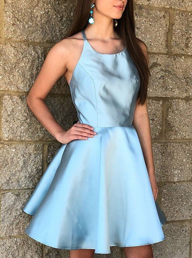 blue dress for baby girl Blue Sweet 16 Dresses,Halter Sweet 16 Dress,Short Sweet 16 Dress,SW00021, US14 / Skyblue