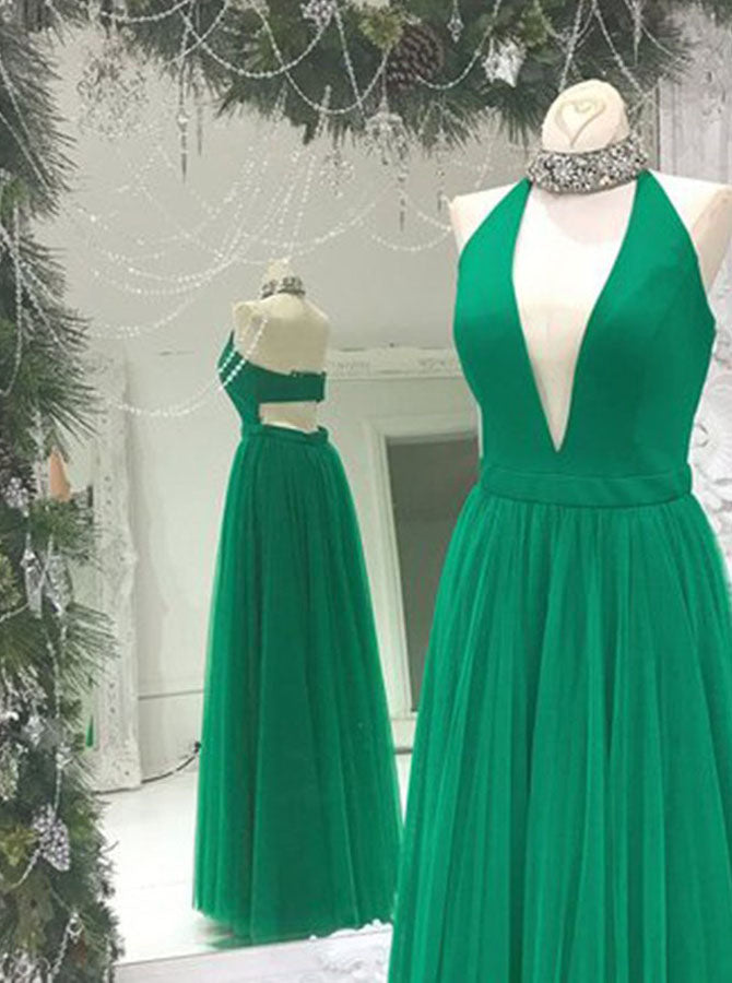 sachin and babi light blue dress Vintage 90s Emerald green halter prom dress it's so main image 1