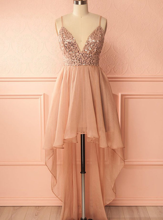 High Low Homecoming Dresses,Chiffon Homecoming Dress,Sequined Homecoming Dress,HC00196, US8 / Pink High Low Homecoming Dresses,Chiffon Homecoming Dress,Sequined Homecoming Dress,HC00196, US8 / Pink