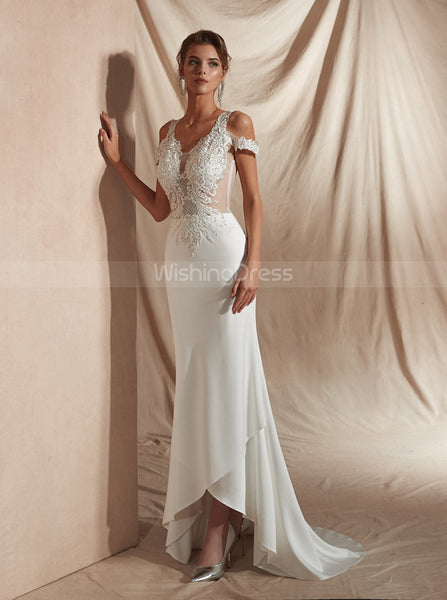 High Low Wedding Dresses,Beach Bridal Dress,OutDoor Wedding Dress,WD00360