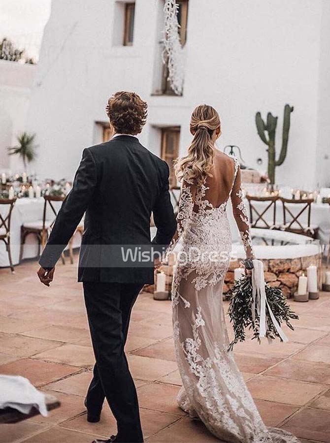 Illusion Fitted Wedding Dresses,Bridal Dress with Long Sleeves,WD00449 - Wishingdress Illusion Fitted Wedding Dresses,Bridal Dress with Long Sleeves,WD00449 - Wishingdress