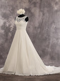 Ivory A-line Chiffon Wedding Dress,Destination Summer Wedding Dress,WD00535