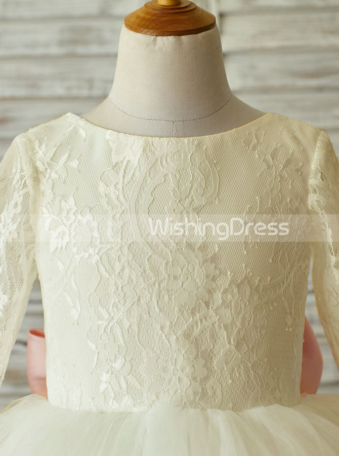 slim fit dress slacks Ivory Flower Girl Dresses,Ball Gown Tulle Flower Girl Dress,Flower Girl Dress with Sleeves,FD00001, Child9 / Ivory