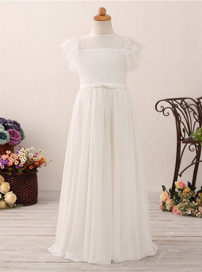 Ivory Flower Girl Dresses,Lace Junior Bridesmaid Dress with Cap Sleeves,FD00055, Child10 / White Ivory Flower Girl Dresses,Lace Junior Bridesmaid Dress with Cap Sleeves,FD00055, Child10 / White