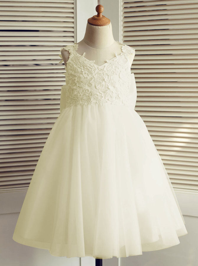 Ivory Flower Girl Dresses,Tea Length Flower Girl Dress,Cute Flower Girl Dress,FD00012, Child2 / Ivory