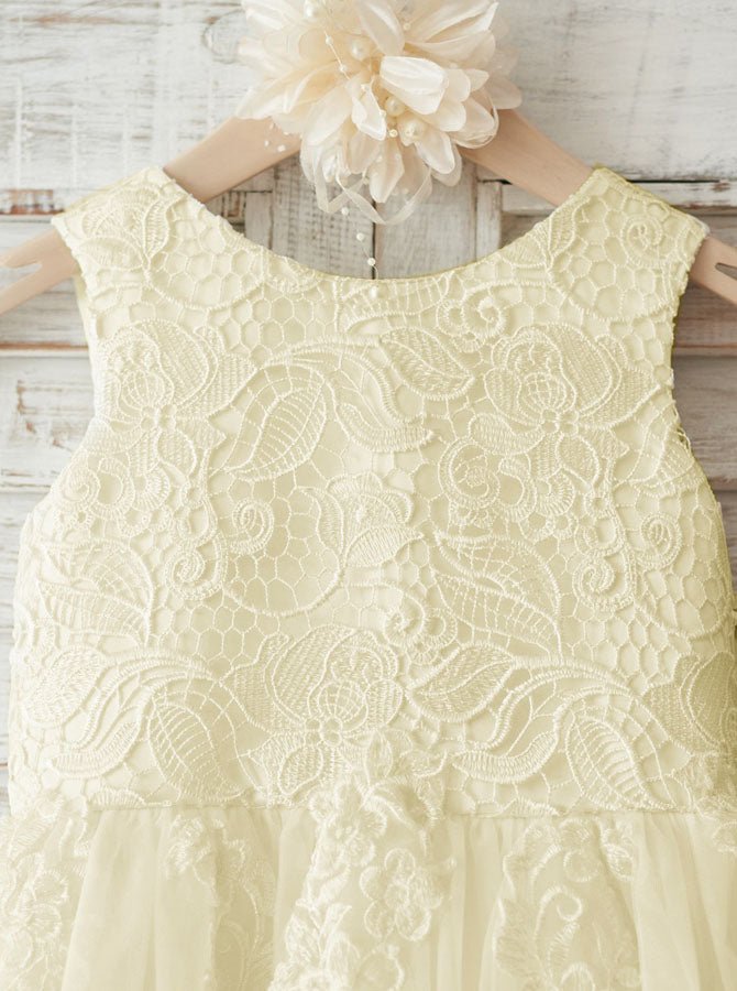 Ivory Lace Flower Girl Dress,Cute Flower Girl Dress with Bow,FD00035, Child14 / Ivory