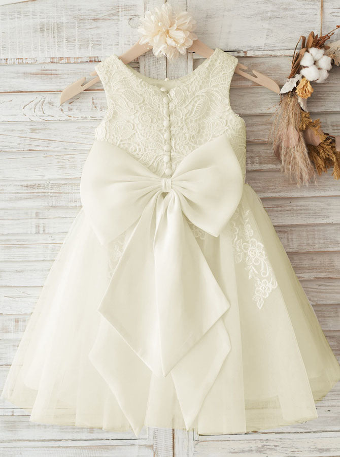 Ivory Lace Flower Girl Dress,Cute Flower Girl Dress with Bow,FD00035, Child14 / Ivory Ivory Lace Flower Girl Dress,Cute Flower Girl Dress with Bow,FD00035, Child14 / Ivory