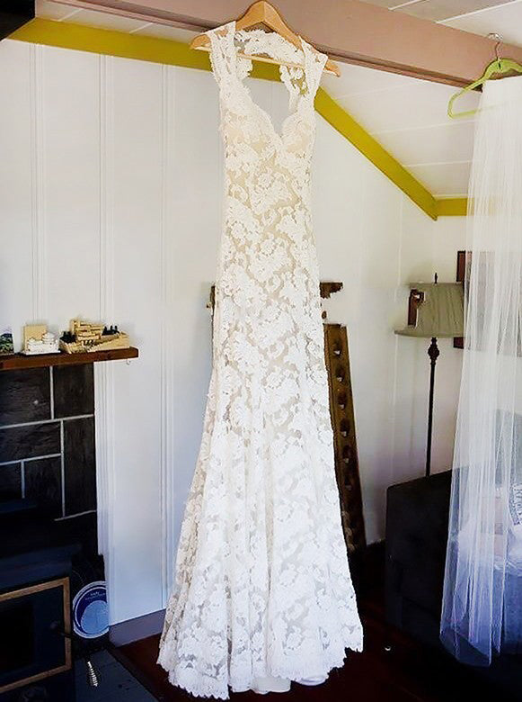 Ivory Lace Wedding Dress,Bridal Dress with Belt,Formal Wedding Dresses,WD00054, US12 / Ivory
