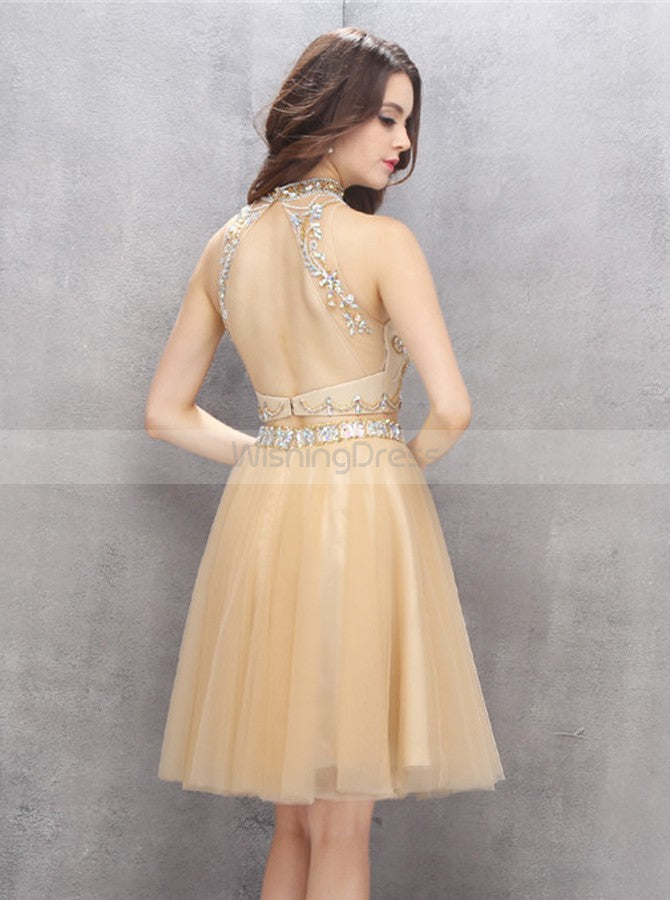 Knee Length Homecoming Dresses,High Neck Homecoming Dress,Two Piece Ho - Wishingdress Knee Length Homecoming Dresses,High Neck Homecoming Dress,Two Piece Ho - Wishingdress