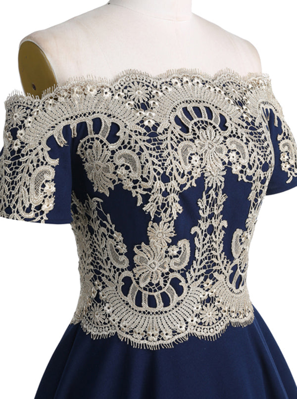 Lace Homecoming Dresses,Homecoming Dress wit Sleeves,Off Shoulder Home -  Wishingdress