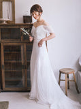 Lace Wedding Dresses with Straps,Romantic Bridal Dress,WD00350