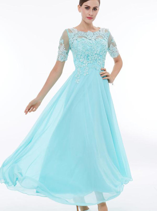 Light Blue Prom Dress,Prom Dress with Short Sleeves,Lace Chiffon Bridesmaid Dress PD00188, US24W / Blush Pink Light Blue Prom Dress,Prom Dress with Short Sleeves,Lace Chiffon Bridesmaid Dress PD00188, US24W / Blush Pink