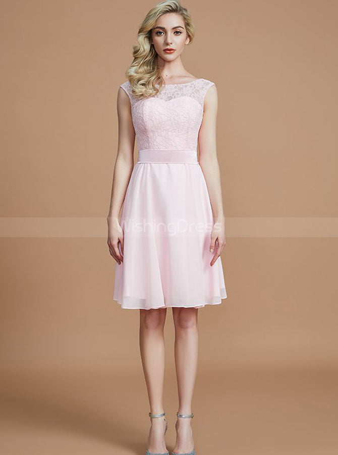 Light Pink Bridesmaid Dresses,Knee Length Bridesmaid Dress,Elegant Bridesmaid Dress,BD00255