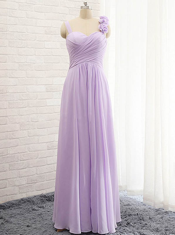blue dress for baby girl A-Line Floor Length Off Shoulder Lilac Bridesmaid Dress COCOMELODY CB0616 main image 0
