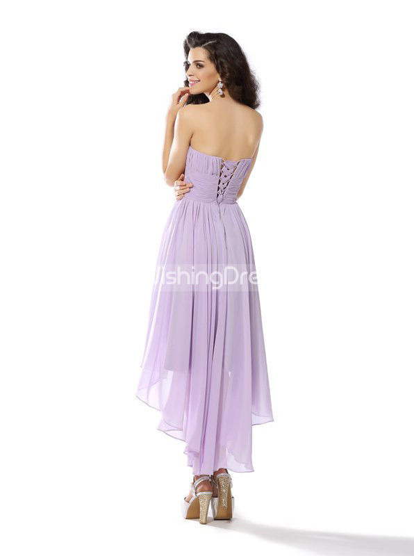 Lilac Homecoming Dresses,High Low Homecoming Dress,Strapless Bridesmaid Dress,HC00156, US10 / Pink Lilac Homecoming Dresses,High Low Homecoming Dress,Strapless Bridesmaid Dress,HC00156, US10 / Pink