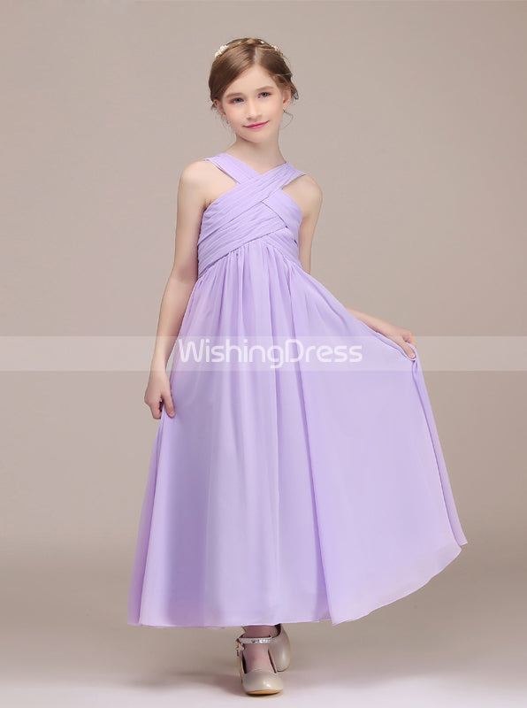 Lilac Junior Bridesmaid Dress,Long Junior Bridesmaid Dress,JB00042