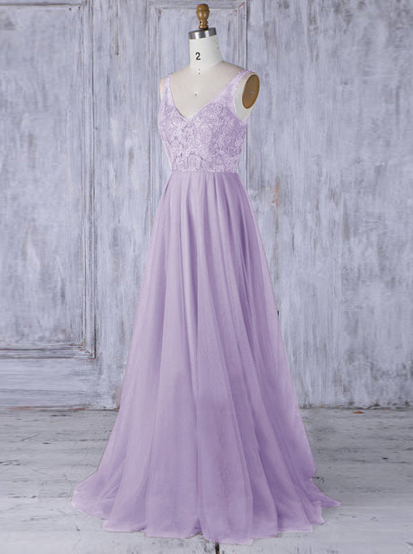 blue dress for baby girl Lilac Long Bridesmaid Dress,Tulle Bridesmaid Dress,V Neck Bridesmaid Dress,BD00054, US6 / Burgundy