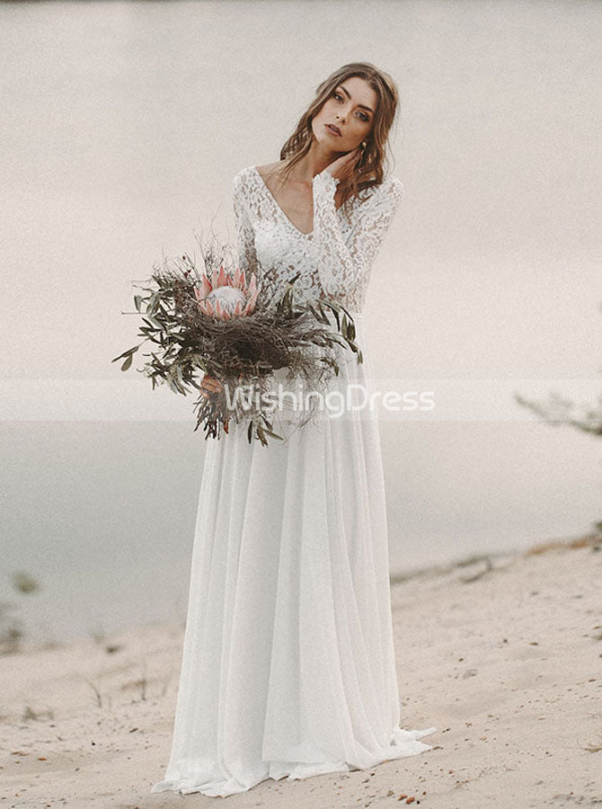 Simple Long Sleeve Lace Bridal Gowns Long Simple Wedding Dress,Bridal Dress With Long Sleeves,WD00432, US14W Ivory Simple Long Sleeve Lace Bridal Gowns Long Simple Wedding Dress,Bridal Dress With Long Sleeves,WD00432, US14W Ivory