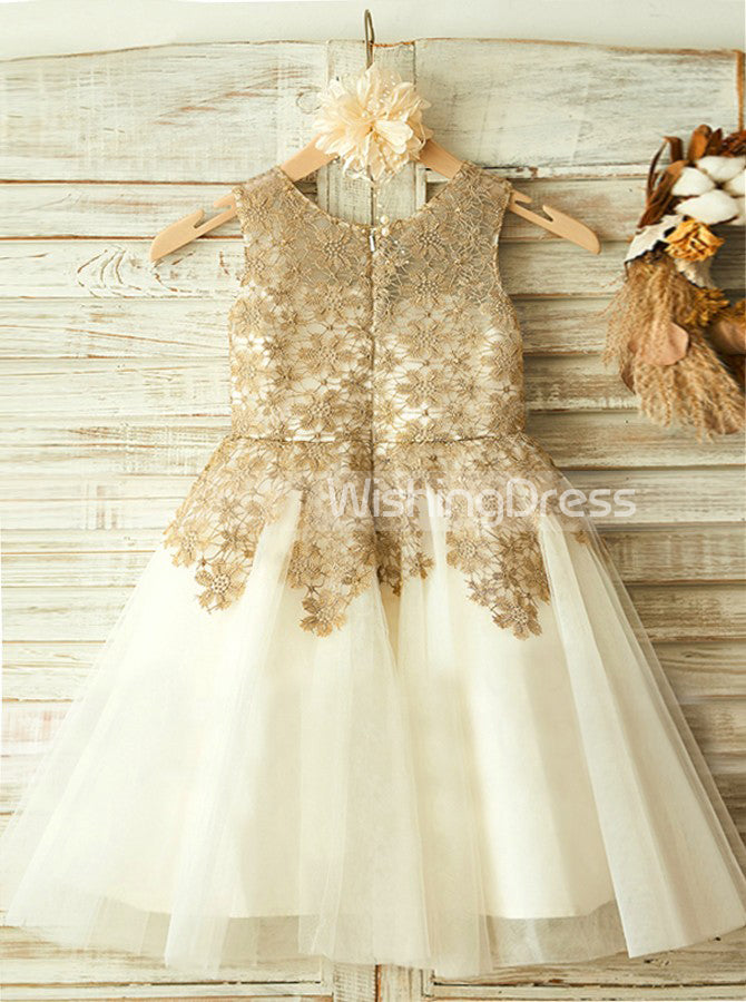 Lovely Flower Girl Dresses,Knee Length Flower Girl Dress,FD00027, Child9 / Gold Lovely Flower Girl Dresses,Knee Length Flower Girl Dress,FD00027, Child9 / Gold