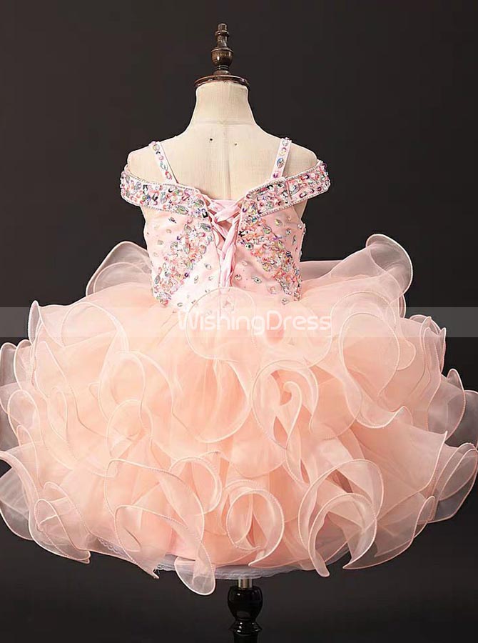 Lovely Little Girls Cupcake Dresses,Glitz Organza Ruffled Little Girls Cocktail Dress,GPD0046, J14 / Skyblue