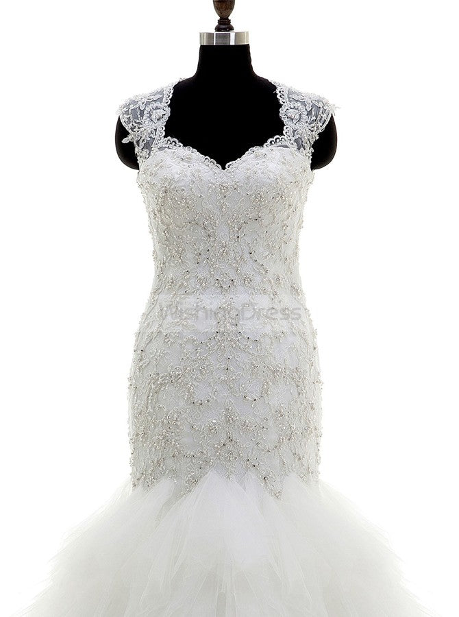 mermaid luxury wedding dresses Luxury Wedding Dress,Mermaid Wedding Dress with Ruffles,Modern Wedding Gown,WD00044, US2 / Ivory