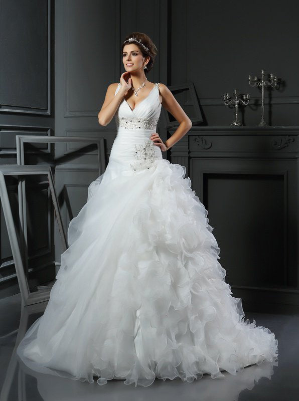 Luxury Wedding Dresses,Princess Wedding Dress,Ruffled Bridal Gown,WD00278, US16W / White