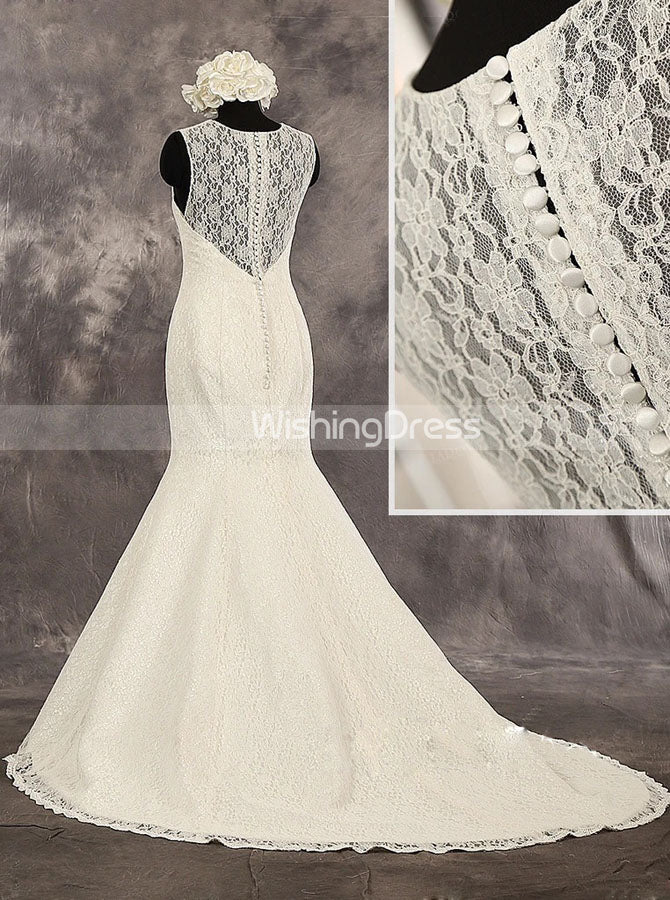 mermaid wedding dress pattern Mermaid Lace Wedding Dress with V-neck,Simple Lace Bridal Gown,WD00538