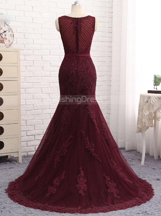 Mermaid Prom Dresses,Formal Evening Dress with Train,Fitted Evening Dr