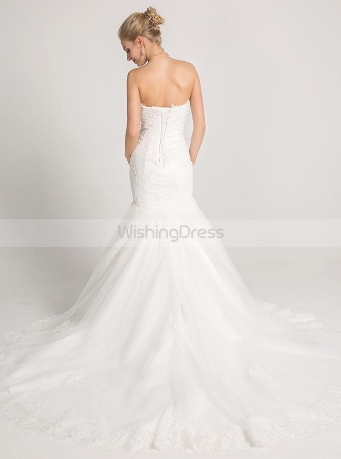 Mermaid Wedding Dress,Lace Wedding Dress,Modest Bridal Dress,Strapless Bridal Dress,WD00017, US2 / Ivory Mermaid Wedding Dress,Lace Wedding Dress,Modest Bridal Dress,Strapless Bridal Dress,WD00017, US2 / Ivory