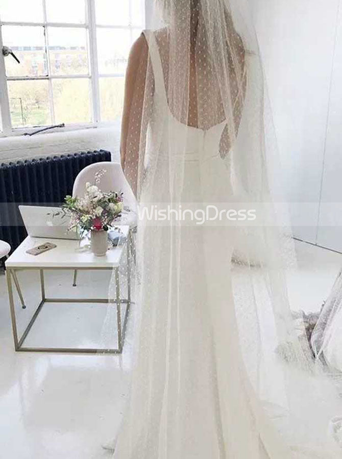 cathedral veil with mermaid wedding dress Mermaid Wedding Dresses,Satin Simple Bridal Dress,WD00464, US16 / Ivory