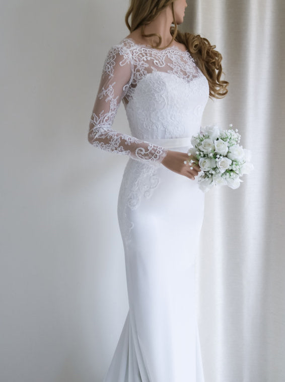 Mermaid Wedding Dresses,Wedding Dress with Sleeves,Modest Wedding Dress,WD00091, US4 / White Mermaid Wedding Dresses,Wedding Dress with Sleeves,Modest Wedding Dress,WD00091, US4 / White