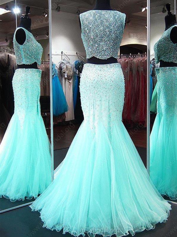 Two piece beaded prom dress hotsell