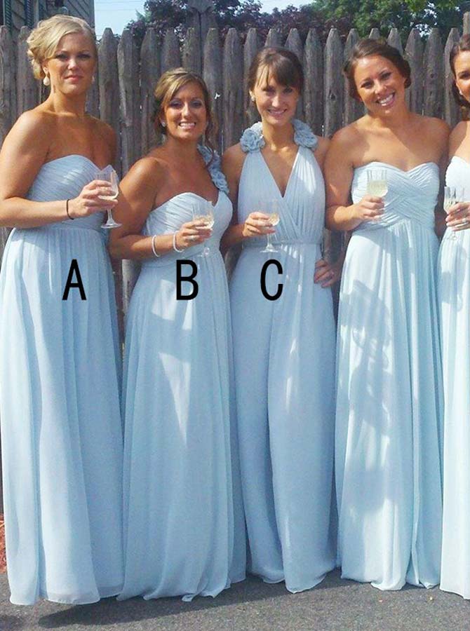 Mismatched Bridesmaid Dress,Chiffon Long Bridesmaid Dress,Floral Bridesmaid Dress,BD00082, US4 / Dark Navy