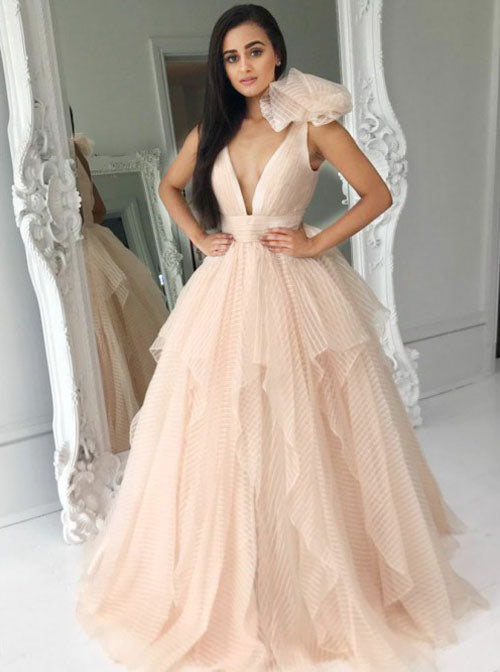 Modern Prom Dresses,Ruffled Tulle Pageant Dress,PD00404, US14 / Red