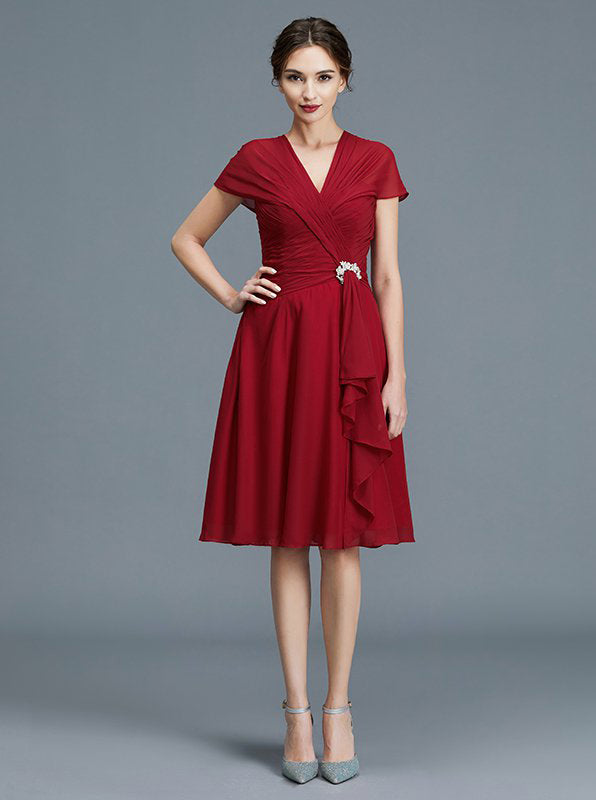 Modest Mother of the Bride Dresses,Knee Length Mother Dress,MD00032, US2 / Red Modest Mother of the Bride Dresses,Knee Length Mother Dress,MD00032, US2 / Red